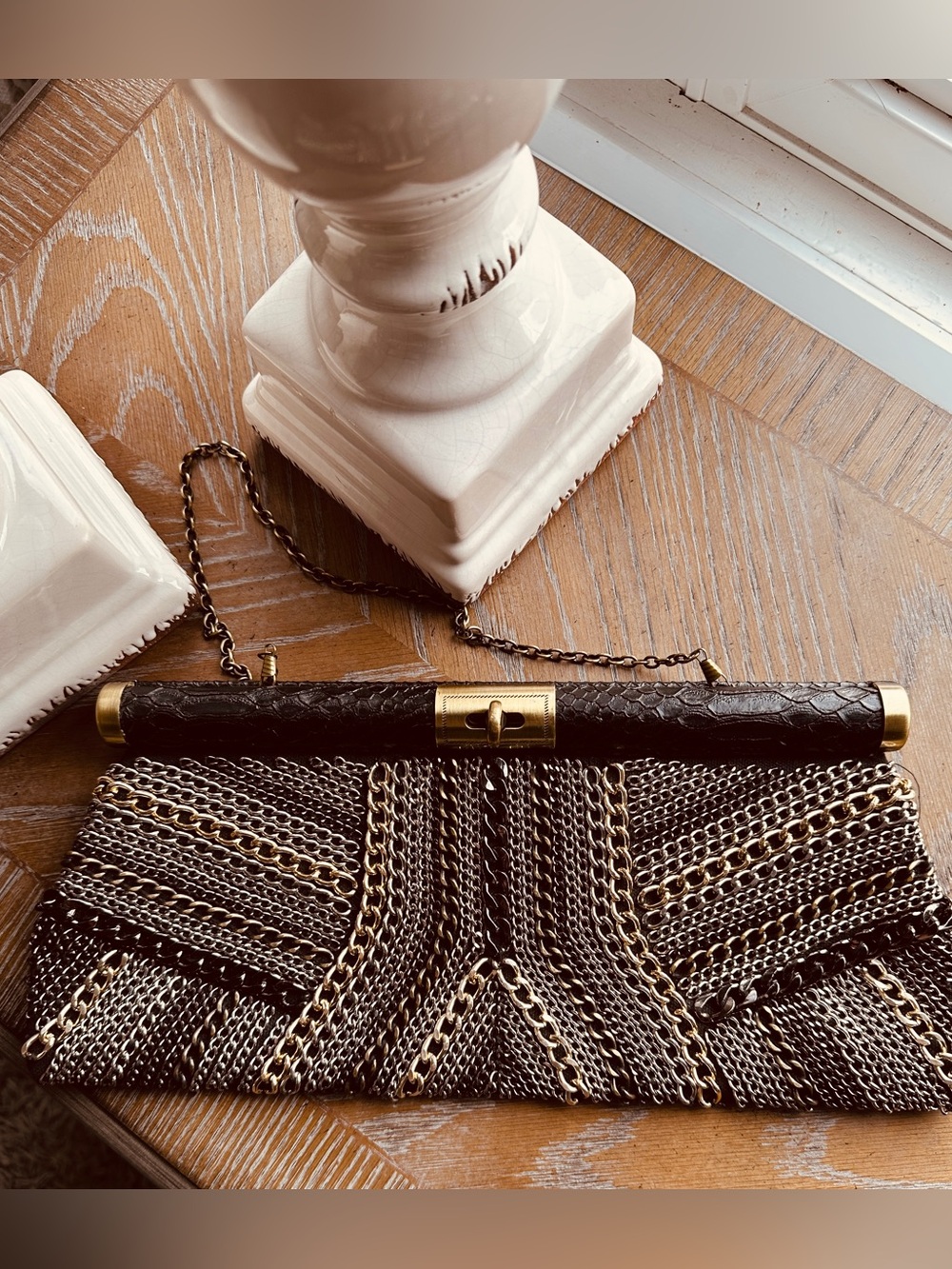 Crocodile and Chain Vintage Evening Bag